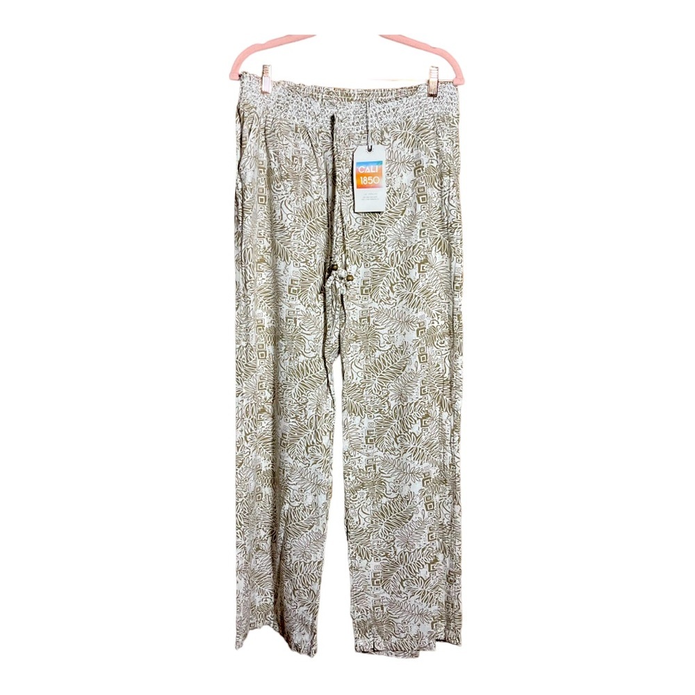 CALI 1850 Wide Leg Linen Blend Pants L NWT